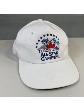 Vintage 90s Toronto Blue Jays 1991 Allstar Game Starter Snapback White Cap Hat